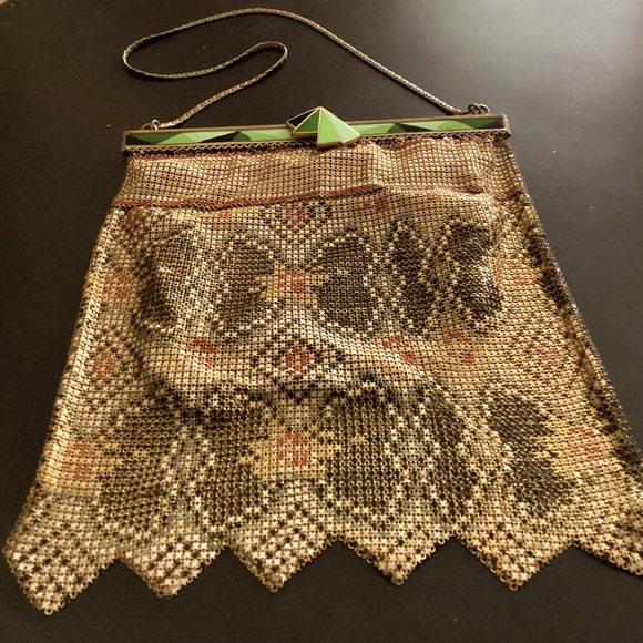 Vintage 1920 “Flapper’s” Enameled Chainmail Evening Bag - Picture 1 of 9